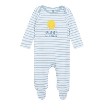 bluezoo Baby boys' blue striped 'Grandpa's Little Sunshine' sleepsuit